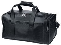 Leather Duffle Bag w/ Multiple Pockets - 19 Inch - Black