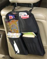 Headrest Car Organizer w/ Four Open Pockets - Polyester
