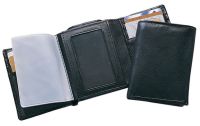 Men's Tri-Fold Wallet w/ ID Pocket & Credit Card Slots - Leather