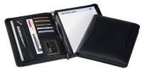 Zippered Padfolio w/ Card Slots & Zip Pockets - Faux Leather