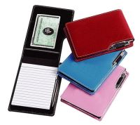 Leather Jotter Pad w/ Mini Pen & Interior Clear Pocket