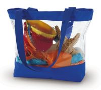 Clear Tote Bag w/ Zipper Closure - Royal Blue Trim