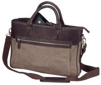 Canvas Briefcase w/ iPad Sleeve & Leather Trim - Bellino