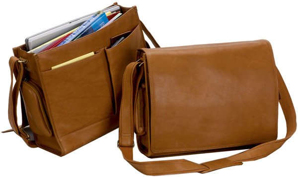Leather Laptop Messenger Bag W Pockets Bellino Cancun