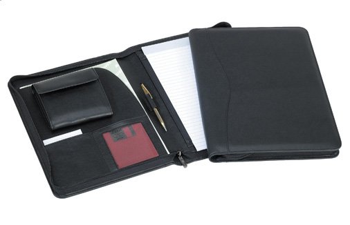 Leather Padfolio w/ Writing Pad \u0026 Zipper Closure - Bellino