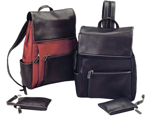 Small Leather Backpack w/ Entree Pouches - Bellino Parisian