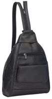 Small Leather Backpack w/ Pockets & Zippered Strap - Bellino