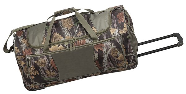 Rolling Camo Duffle Bag w/ Multiple Pockets & Recess Wheels