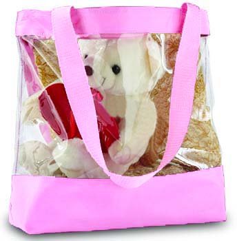 pink tote bag with zipper
