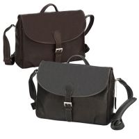 Leather Messenger Bag w/ Zip Pockets & Key Ring - Columbia
