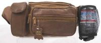 Leather Fanny Pack w/ Water Bottle Holder - Black