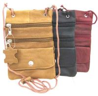 Leather Neck Wallet w/ Zippered & Snap Pockets