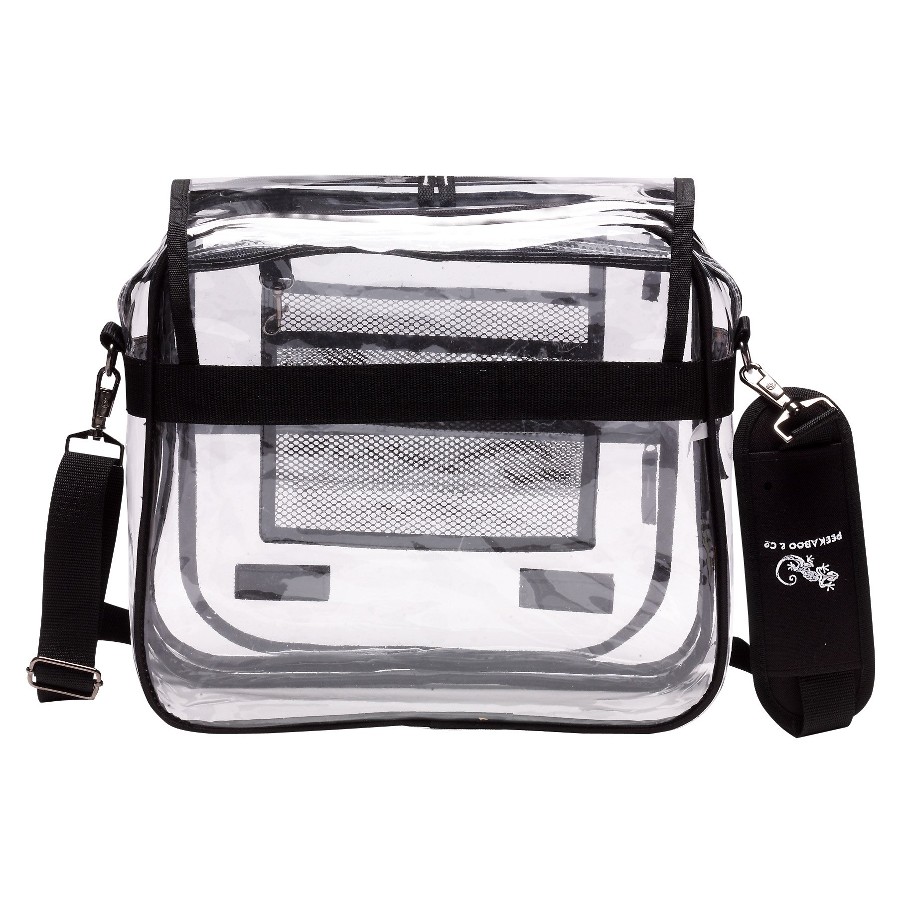 Clear Messenger Bag w/ 2 Compartments Durable PVC Vinyl Peekaboo & Co