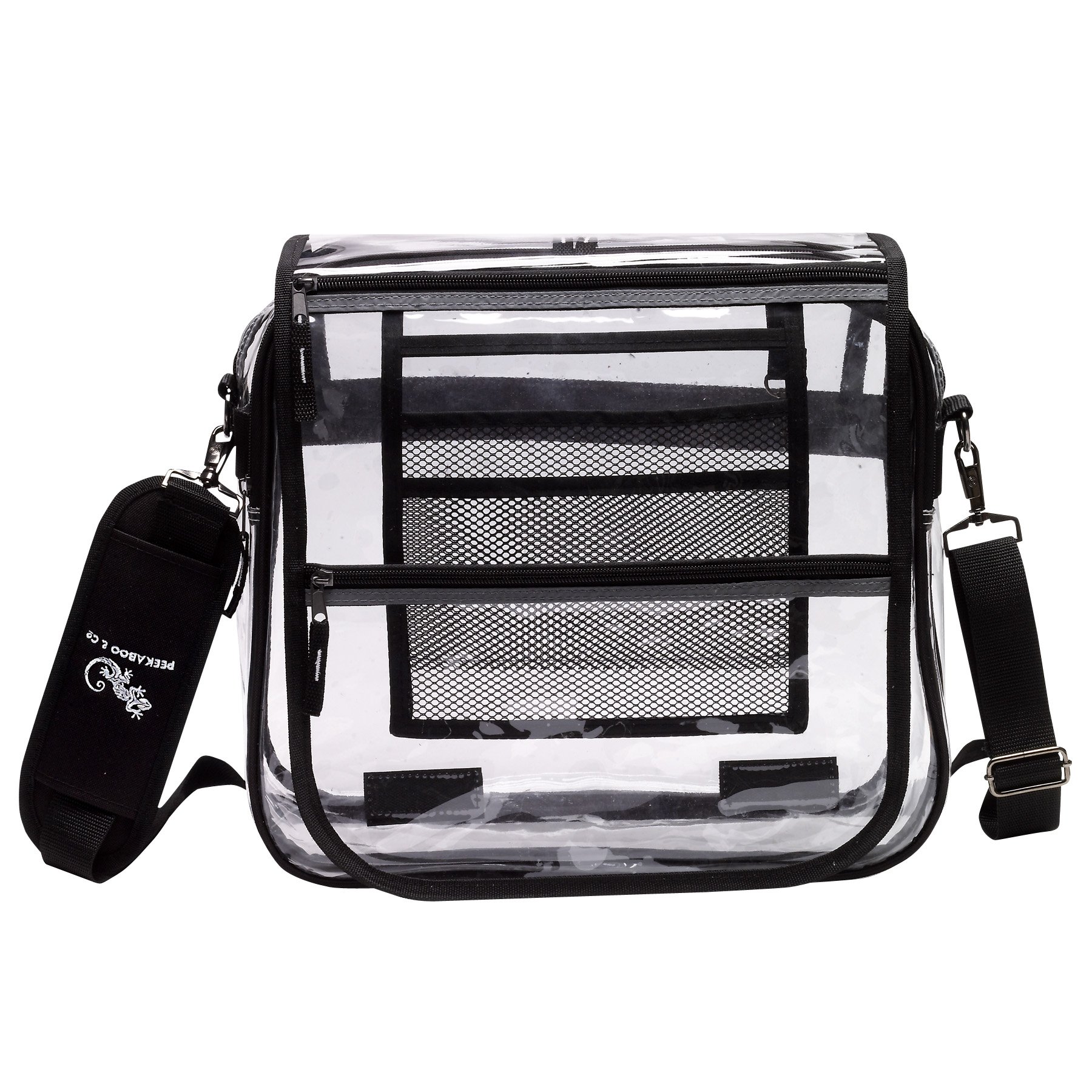Clear Messenger Bag w/ 2 Compartments Durable PVC Vinyl Peekaboo & Co