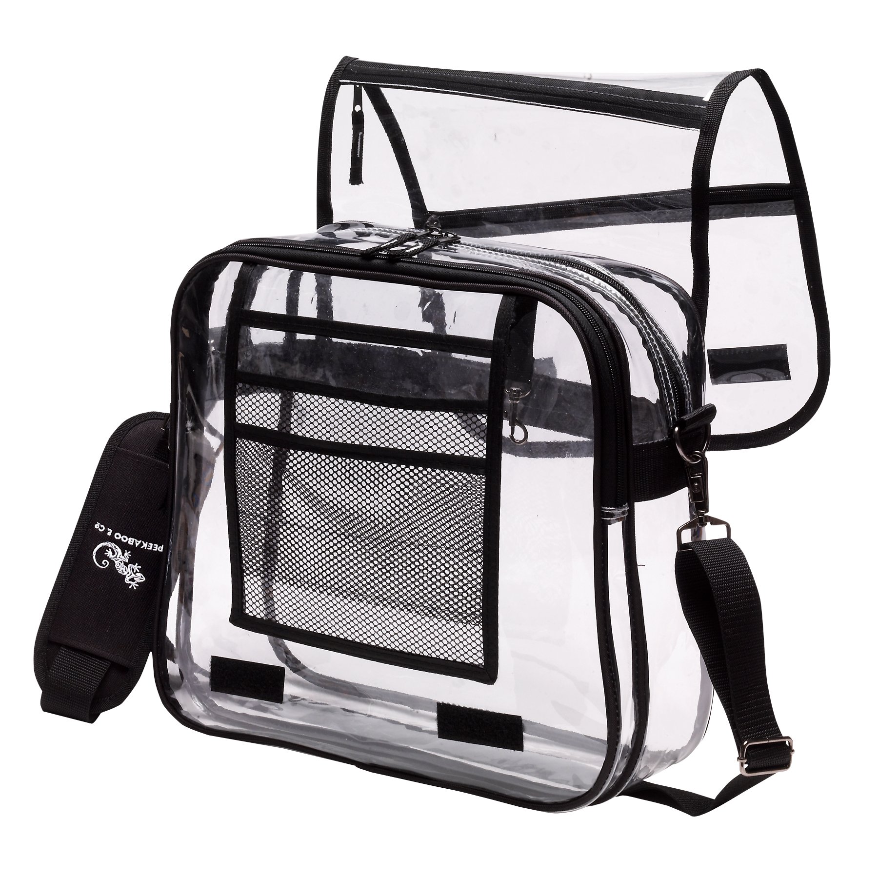 Clear Messenger Bag w/ 2 Compartments Durable PVC Vinyl Peekaboo & Co