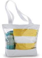 Clear Tote Bag w/ Zipper Closure - White Trim
