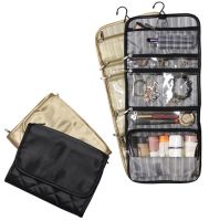 Cosmetic Bag w/ Multiple Clear Pockets - Quilted Satin - Savvy