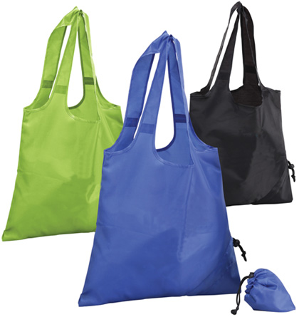 Foldable Tote Bag w/ Drawstring Triangle Corner - Polyester