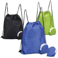 Folding Drawstring Backpack w/ Corner Zippered Pouch