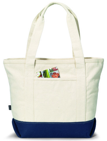 14 oz. Cotton Tote Bag w/ Zippered Closure - Newport