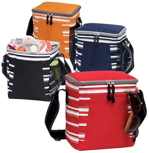 striped lunch bag