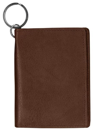 Double ID Holder w/ Velcro Closure & Key Ring - Faux Leather