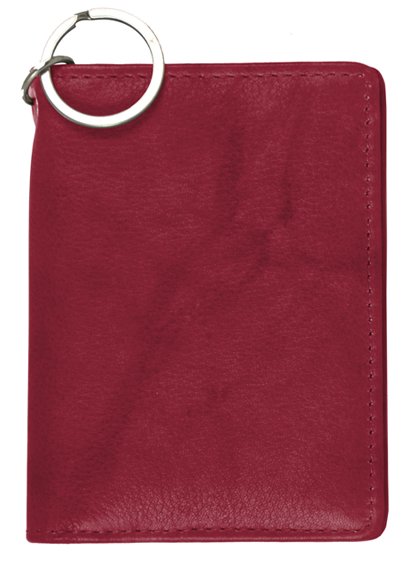 Double ID Holder w/ Velcro Closure & Key Ring - Faux Leather