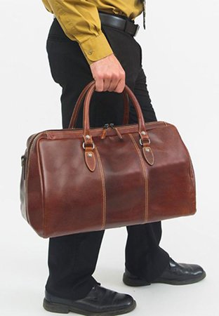 Cappuccino Leather Duffle Bag