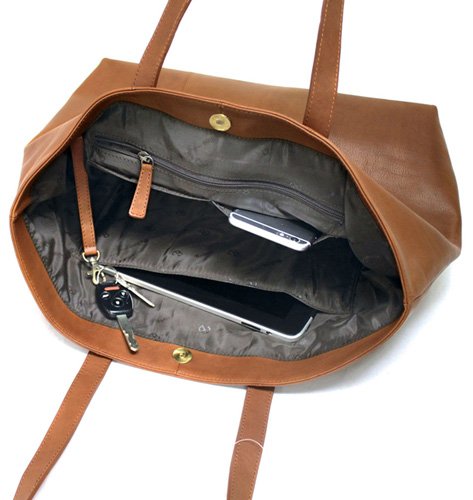 leather tote with luggage sleeve