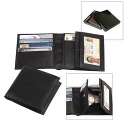 Men's Leather Wallet w/ Coin Compartment & Slots - Bi Fold