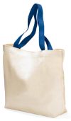 9 oz. Cotton Tote Bag - 15.5" Wide - Colored Handles