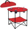 Picnic Folding Table w/ Metal Frame - 4 Cup Holders - Portable