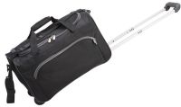 Rolling Duffle Bag w/ U-shaped Zippered Pocket - Black