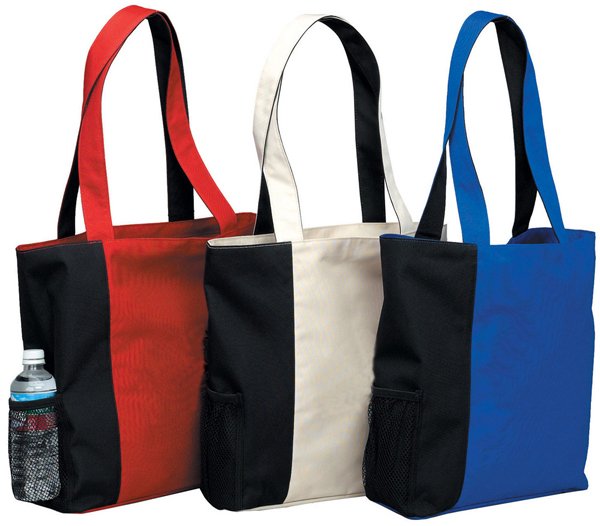 Shopping Tote Bag w Side Mesh Pocket Less is More