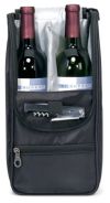 Wine Bottle Bag w/ Front Insulated Pocket - 420D Dobby Nylon