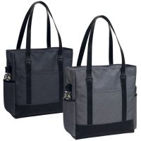 Zippered Polycanvas Tote Bag w/ Laptop Sleeve - Dahlia